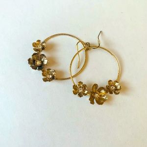 LC Lauren Conrad Gold Flower Hoop Earrings